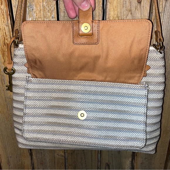Fossil Canvas Bag with With Leather Trim - Picture 10 of 12